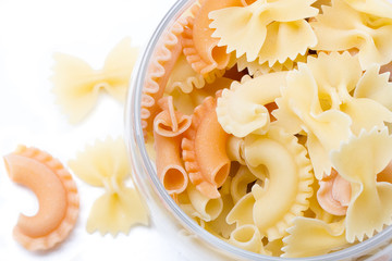Pasta in a transparent jar  Top view