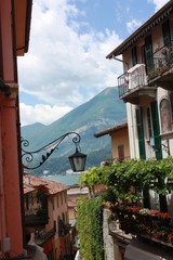 Bellagio narrow alleys in the old village on Lake Como in Lombardy, Italy