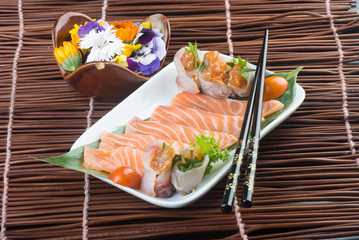 japanese cuisine. sashimi on the background