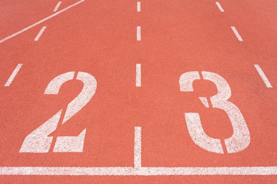 Athletics track lane number two and three