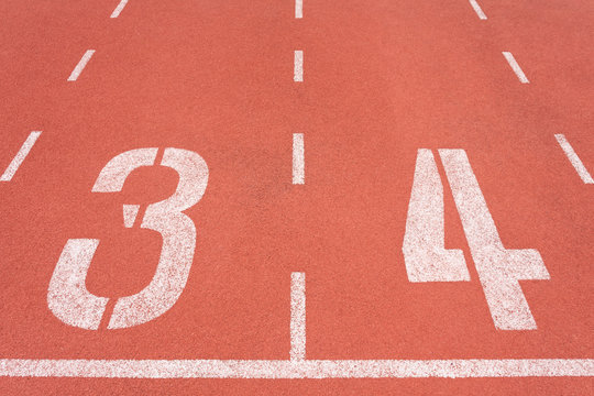 Athletics track lane number three and four