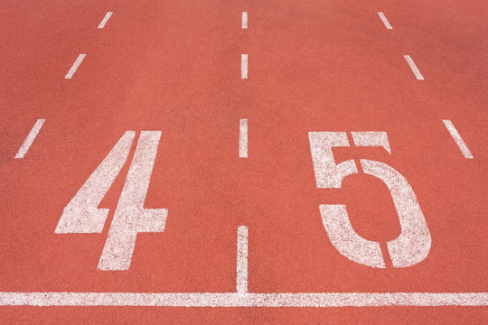 Athletics track lane number four and five