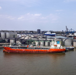 Cargo vessel in sea port Rotterdam, Netherlands. © Travel Faery