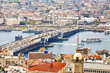 Obraz premium Panoramic view of Golden Horn from Galata tower, Istanbul, Turkey