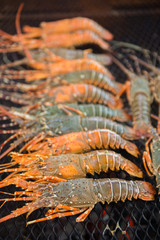 grilled  lobster on stove barbecue