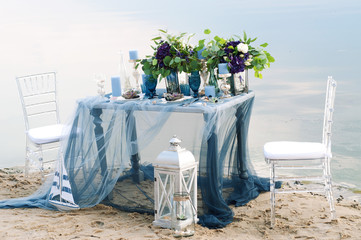 Exquisitely served table for romantic dinner