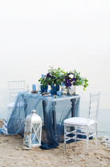 Exquisitely served table for romantic dinner