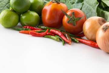 mix vegetable on white background