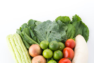 mix vegetable on white background