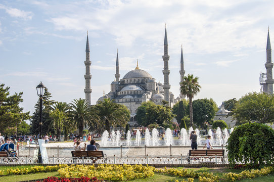 The Sultanahmet District and the Blue Mosque in Istanbul, Turkey