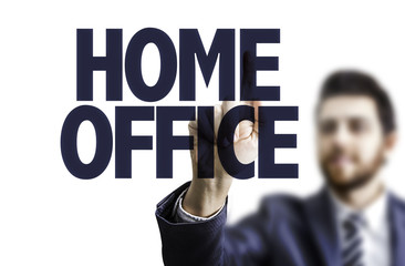 Business man pointing the text: Home Office