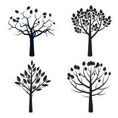 Set of black vector Plants and Trees.