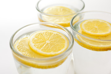 Sliced lemon in water