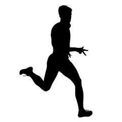 Fototapeta na wymiar Silhouettes Runners on sprint, men. vector illustration.
