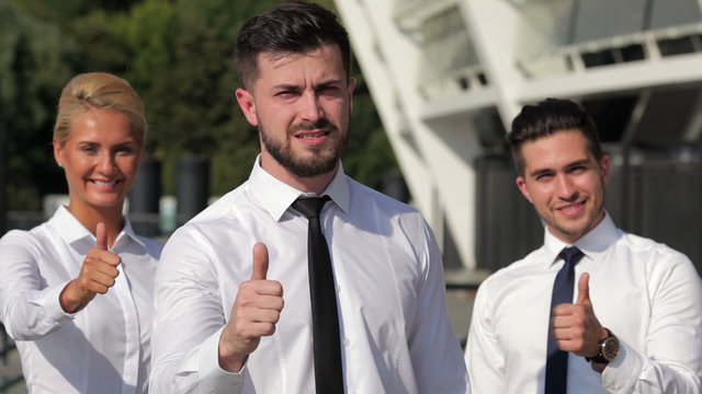 Three business colleagues outdoors