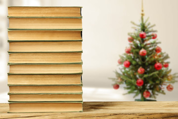 xmas tree and books 