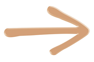 Arrow icon with makeup foundation cream on isolated background