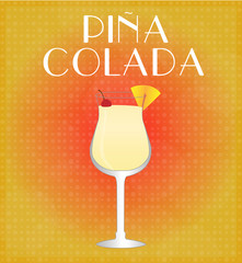 Drinks List Pina Colada with Red & Golden Background EPS10