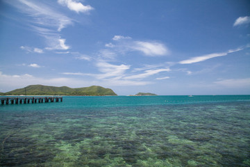 The beautiful ocean with blue sky in the summer day at Samaesarn island ,Thailand