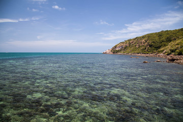 The beautiful ocean with blue sky in the summer day at Samaesarn island ,Thailand