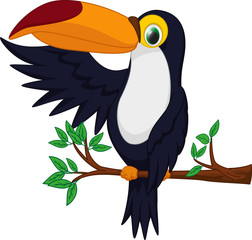 cute toucan bird cartoon waving