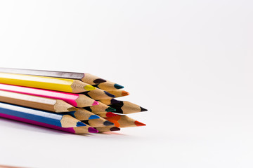 Multicolored Pencils on White Background