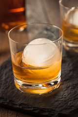Bourbon Whiskey with a Sphere Ice Cube