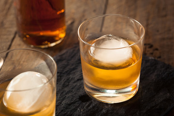 Bourbon Whiskey with a Sphere Ice Cube