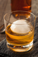 Bourbon Whiskey with a Sphere Ice Cube