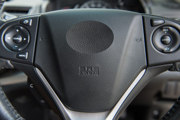 Driver Airbag on a car steering wheel