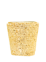 A wooden trash basket