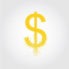 Cracked dollar can be used as sign of bankruptcy, economic crisis or financial depression and anything related with money growth