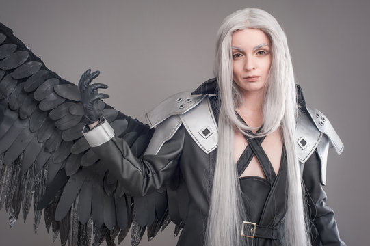 Fantasy woman warrior / Woman warrior with armor isolated on the gray background