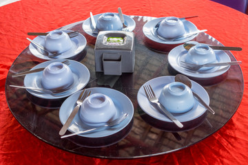 Thailand local restaurant table setting