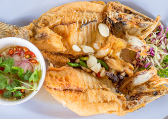 Fried Snakehead Fish with Fish Sauce