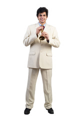 Businessman play fife