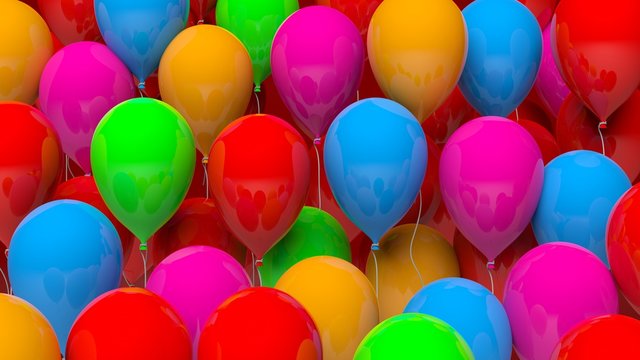 Closeup of a bunch colorful balloons