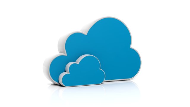Blue 3D cloud icon isolated on white background