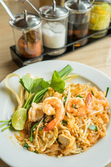 Pad Thai with Shrimps, Thailand famous food 