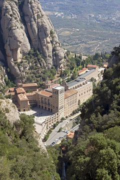 The Benedictine abbey Santa Maria de Montserrat in Monistrol de Montserrat, Spain. It hosts the Virgin of Montserrat, the favourite in Catalonia.