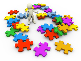 3d heap of puzzle peaces