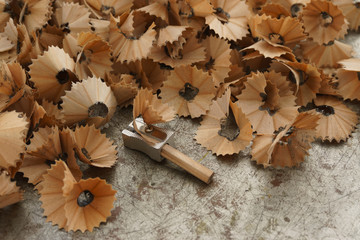 Pencils and pencil shavings
