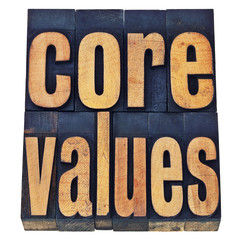 core values in wood type - ethics concept