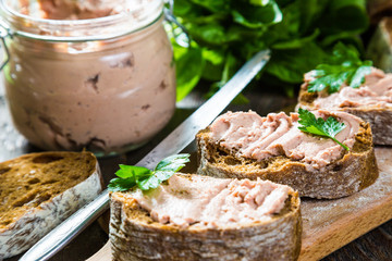 pate in a jar and sandwiches