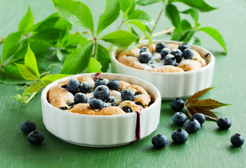 Summer Clafoutis pie with blueberries.