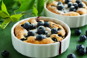 Summer Clafoutis pie with blueberries.