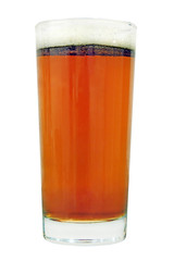 Beer glass taken closeup isolated on white.