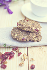 Homemade Oatmeal cookie diet. Tonned photo