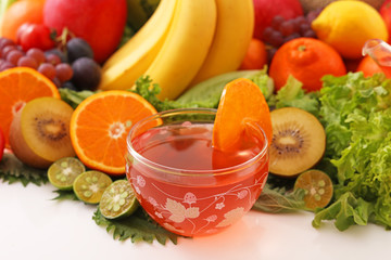 新鮮な果物と紅茶