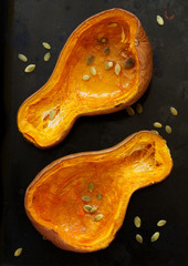 Halves of baked pumpkin